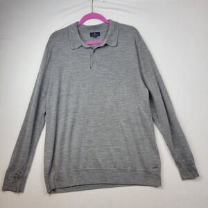 Brooks Brothers Extra Fine Italian Merino Wool Grey Henley Sweater Mens XL